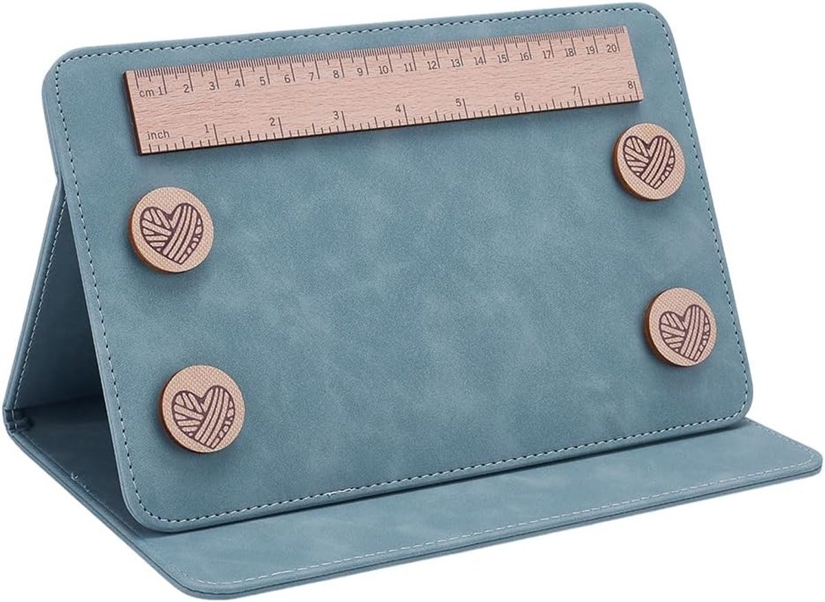 Vouwbare Breipatroonhouder in Cadet Blauw - Verstelbare Patroonweergave met Liniaal voor DIY Creaties en Borduurwerk