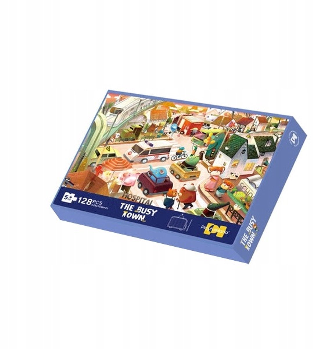 Askato Puzzel Stadje met Frame - 128 Stukjes, Leeftijd 5+
