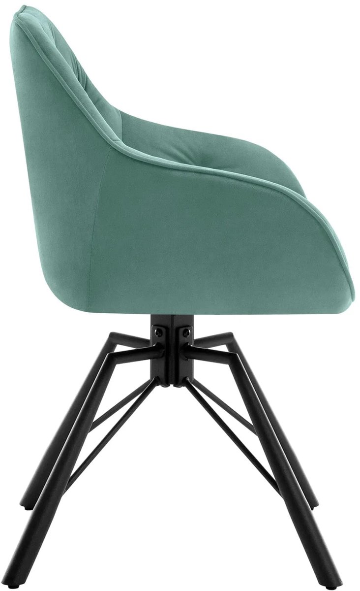 Klarven Eetkamerstoel Fluweel turquoise - Eetkamerstoelen - Eetkamerstoelen Set Van 2 - Eetkamerstoelen Draaibaar - Draaibare Eetkamerstoel - Dining Chair - Kunstleer, Met Armleuningen, 360 Graden Draaibaar
