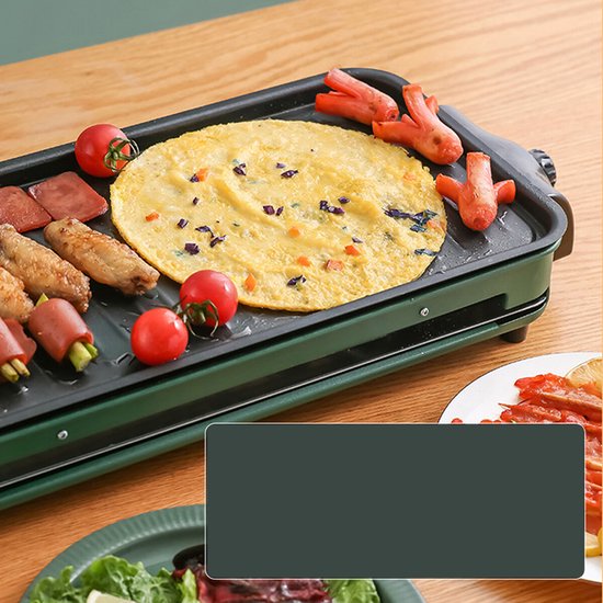Tafelbarbecue - 2-in-1 elektrische grill - Dubbellaagse elektrische grillplaat - Binnenbarbecue - Ingebouwde rookafzuiging - Instelbare temperatuur - Inclusief 1 elektrische grillplaat, 1 grillpan, 1 grillrooster en 1 lekbak - 220V - 1500W - Blauw — afbeelding 3