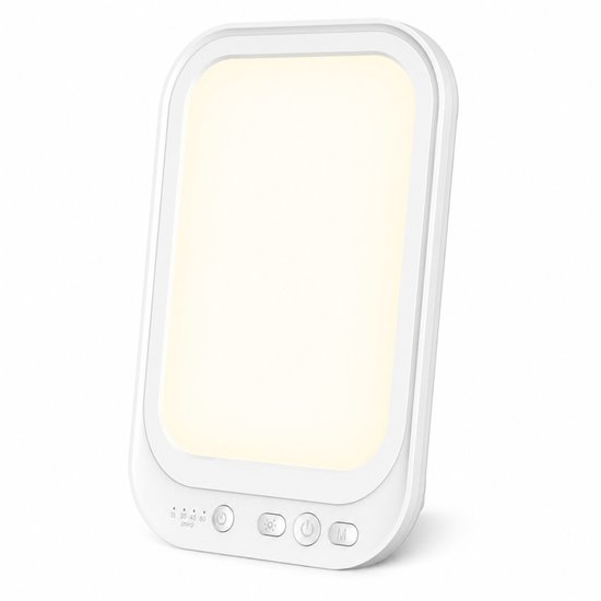 Witte, rechthoekige daglichtlamp op een witte achtergrond.