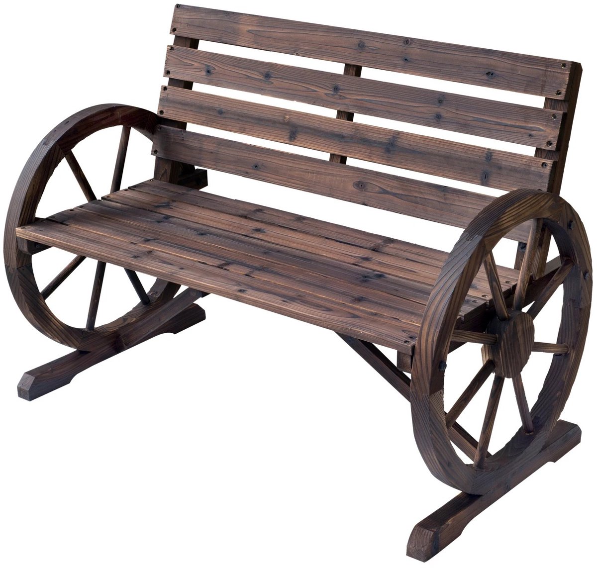 DeltaMerch Tuinbank - Houten bank - Buiten bank - 2-persoons - Karwielen - Armleuningen - 105,5 x 59 x 75 CM - Massief dennenhout