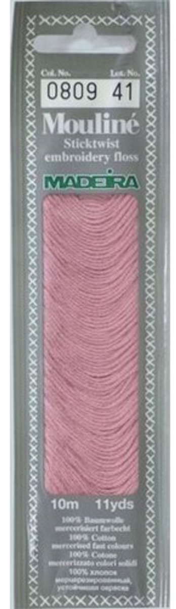 Borduurgaren Madeira Mouline 10 meter 6 draads splijtgaren - roze (809)