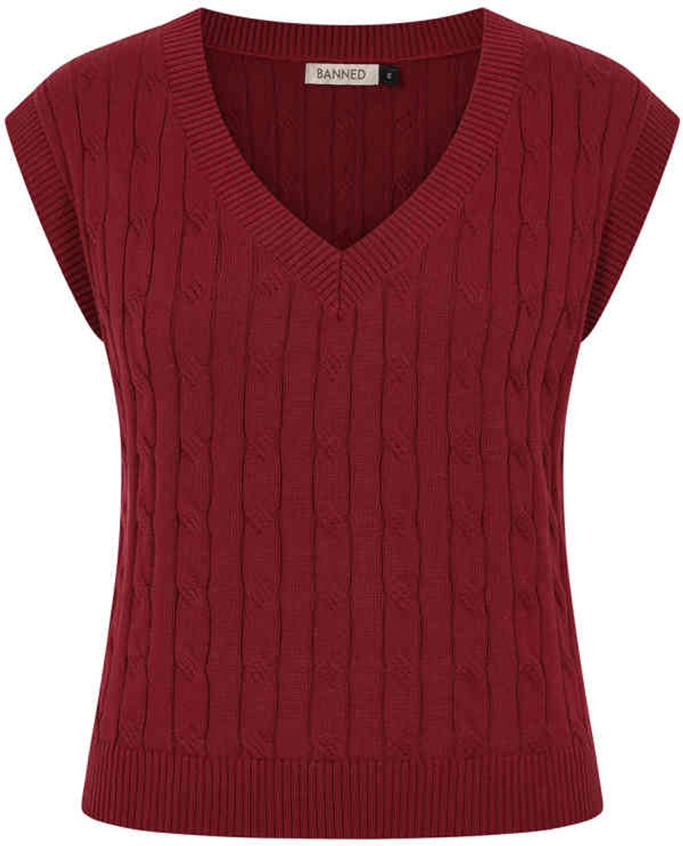 Banned - Gina Knitted Dames gilet - S - Bordeaux rood
