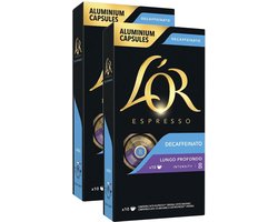 L'Or Espresso Lungo Profondo Decaffeinato - Multipack - 20 (2x10) Koffiecups Compatibel met Nespresso Coffee Machine