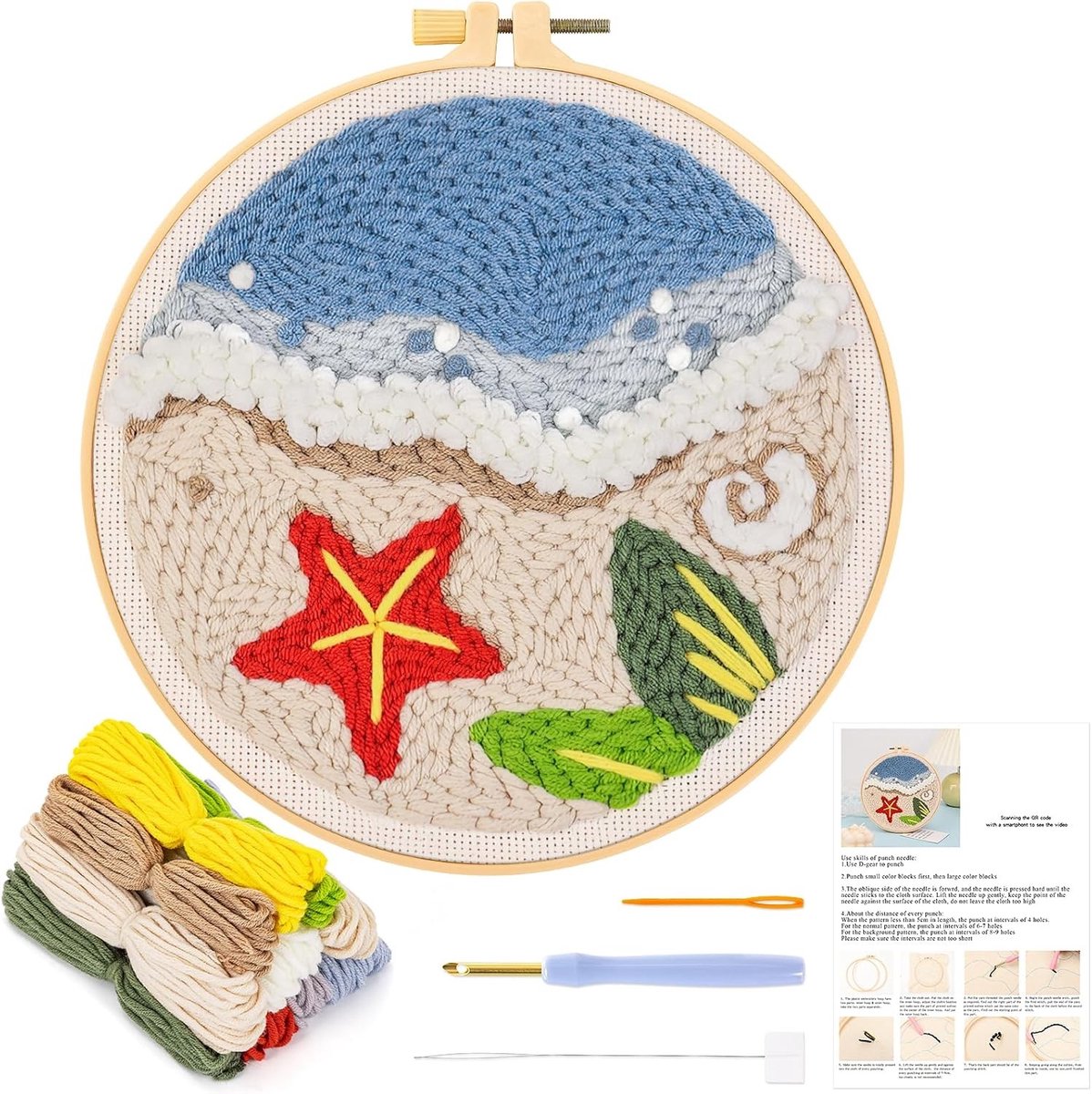 Punch Needle Kits voor Beginners en Volwassenen, DIY Hawaiian Stijl Borduurset, Handwerk Embroidery Starter Kits voor een Zomerse Strandtapijtervaring