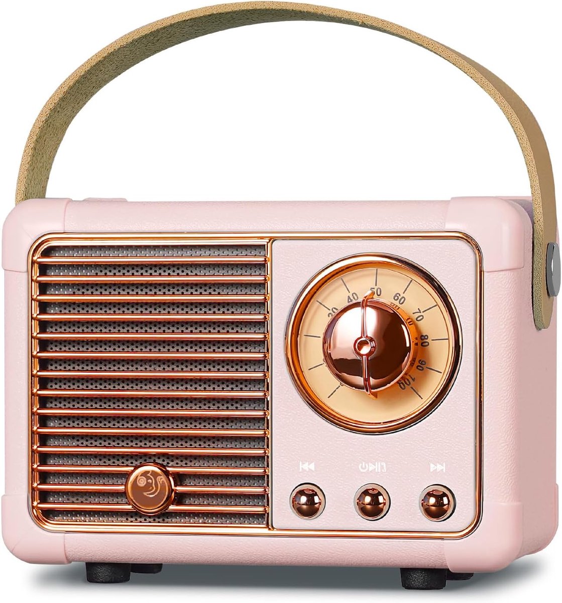 Retro Draagbare Bluetooth-Spreker, FM-Radio-Spreker met 3W Krachtige Spreker, Basmembraan, Handsfree Bellen, Vintage Zakspreker USB/TF Kaart/AUX Ondersteuning (Roze)