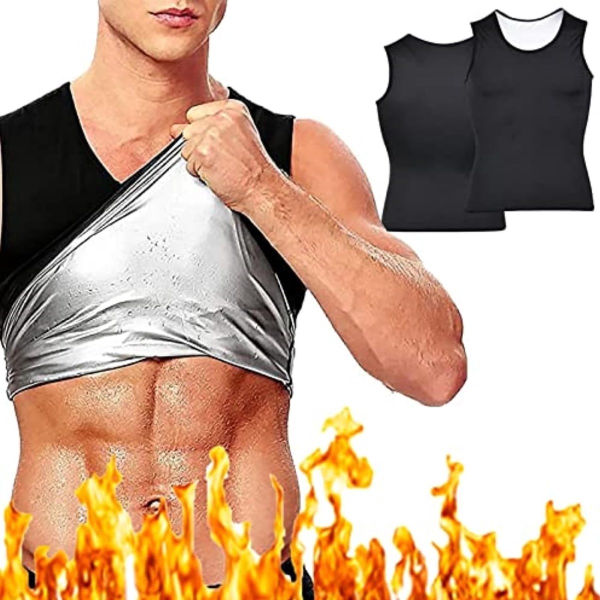 Slimming Sweat Vest voor Mannen, Ideaal voor Gewichtsverlies, Maat 4XL/5XL, Zwart, Fitness en Training