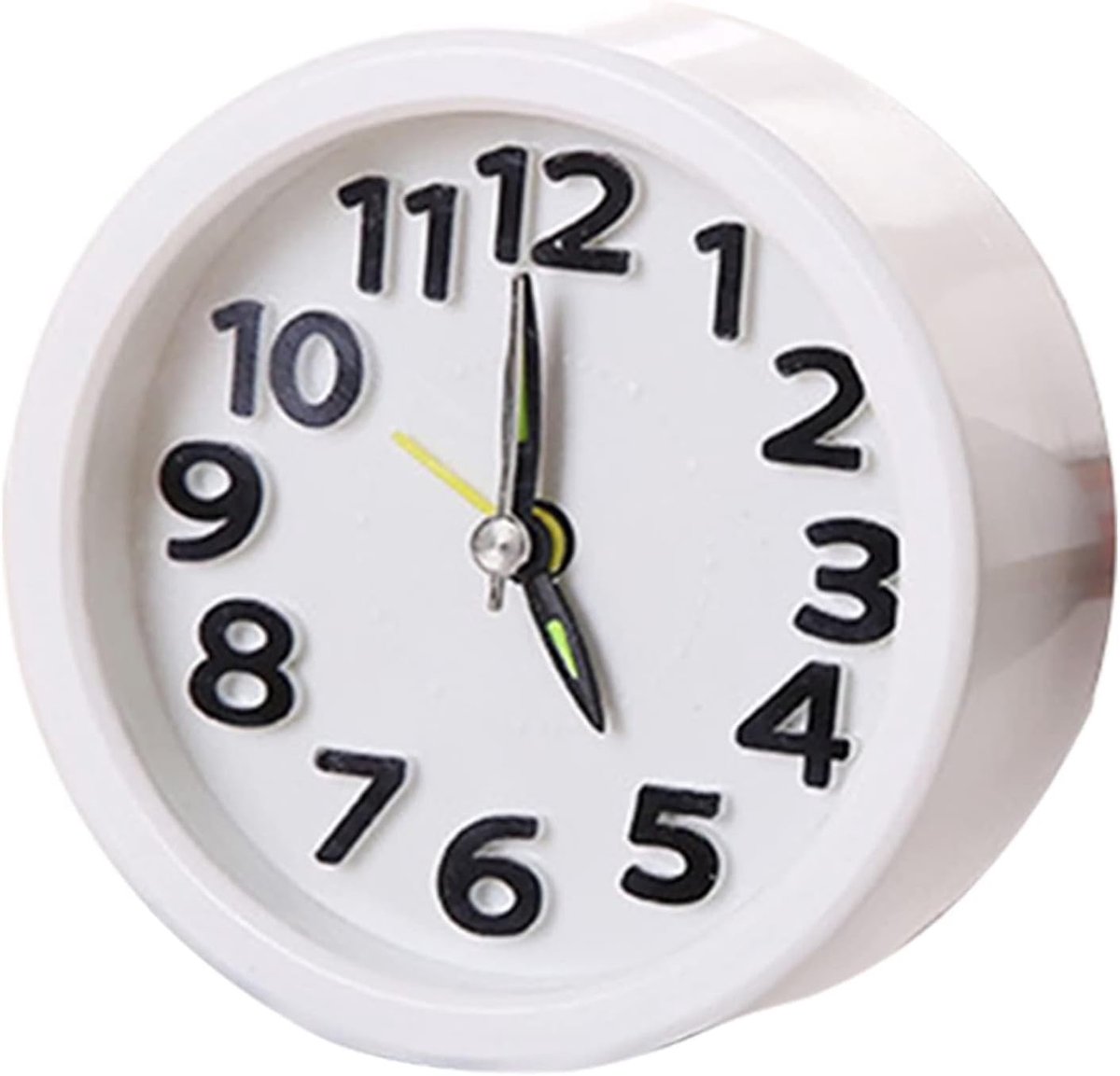 Luid Alarmklok voor Bureau en Bed, Draagbaar en Compact, Ideaal voor Thuis en Reizen, Rond en Wit Design