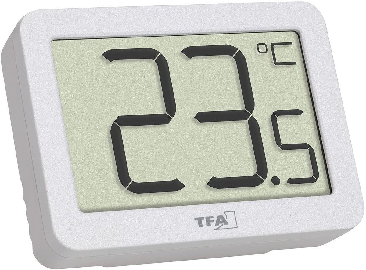 Aanlegthermometer - Wit - 55 x 15 x 40 mm - Digitale Mini Thermometer met Max/Min Waarden - Voor Binnengebruik