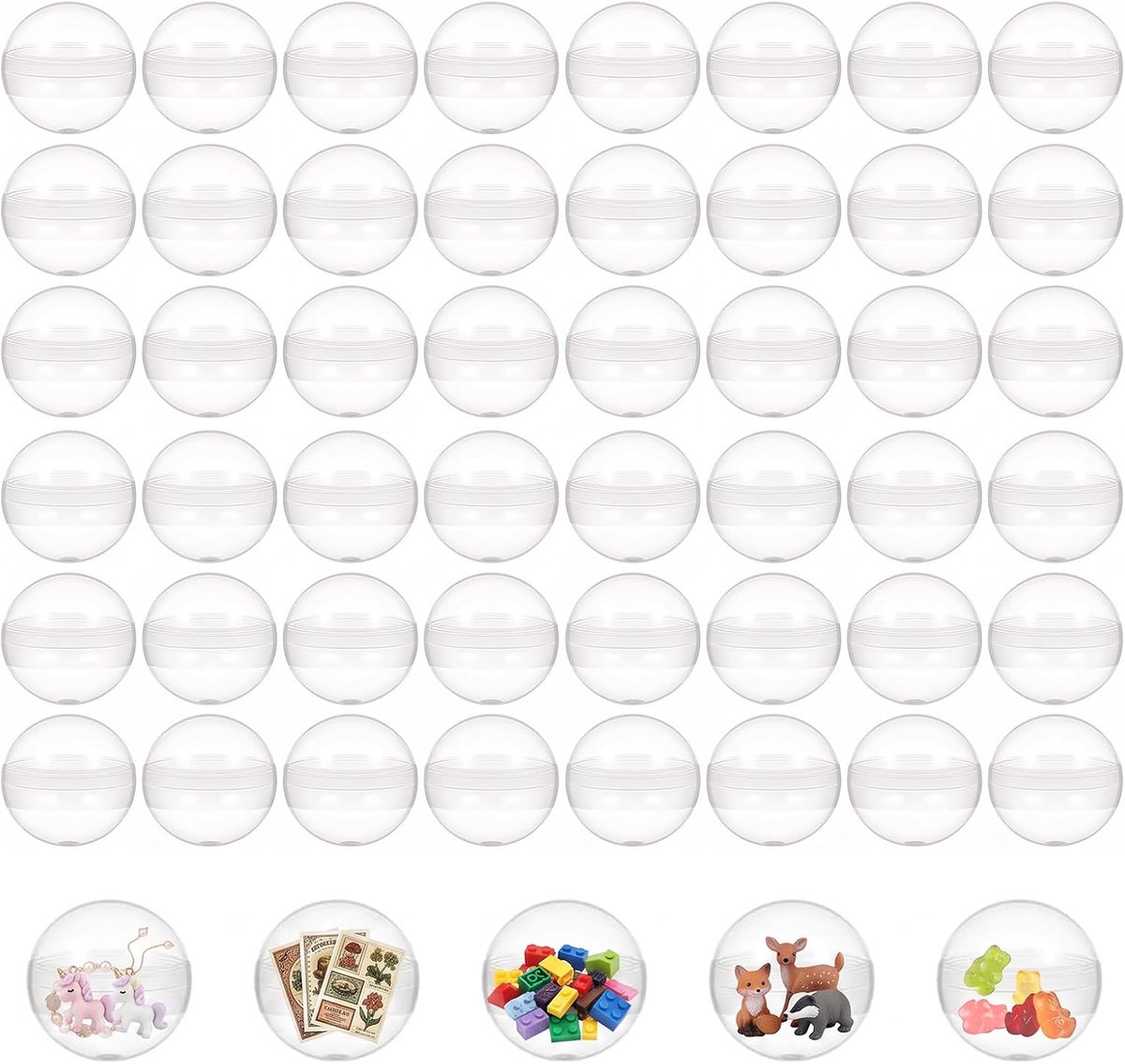 KZQ 50 stuks Vulbare decoratieve ballen – holle kunststof bollen – capsules voor kauwgomballenautomaten – transparante kerstboomornamenten – Halloween-decoratie – kerstdecoratie – cadeauverpakking - 4.5 cm