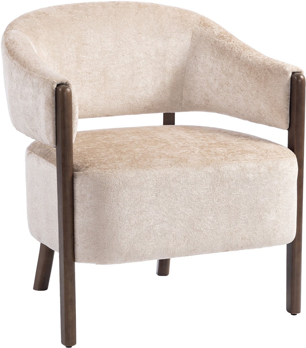 Homcom Accentstoel-Polyester, Hout-71L x 63,5B x 78,5H cm-Beige