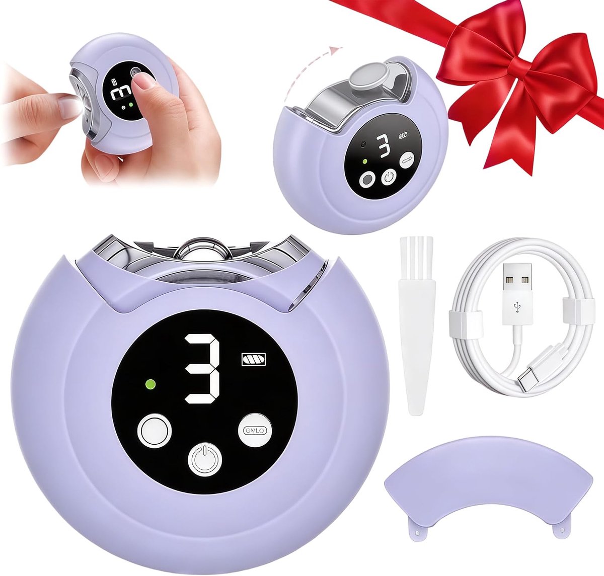 VHV - Elektrische Nagelknipper - Automatische Nageltrimmer - Met LED Licht - 3 Snelheden -8.5x8.5x3.7 cm - Voor Baby's,Volwassenen, Senioren - Paars