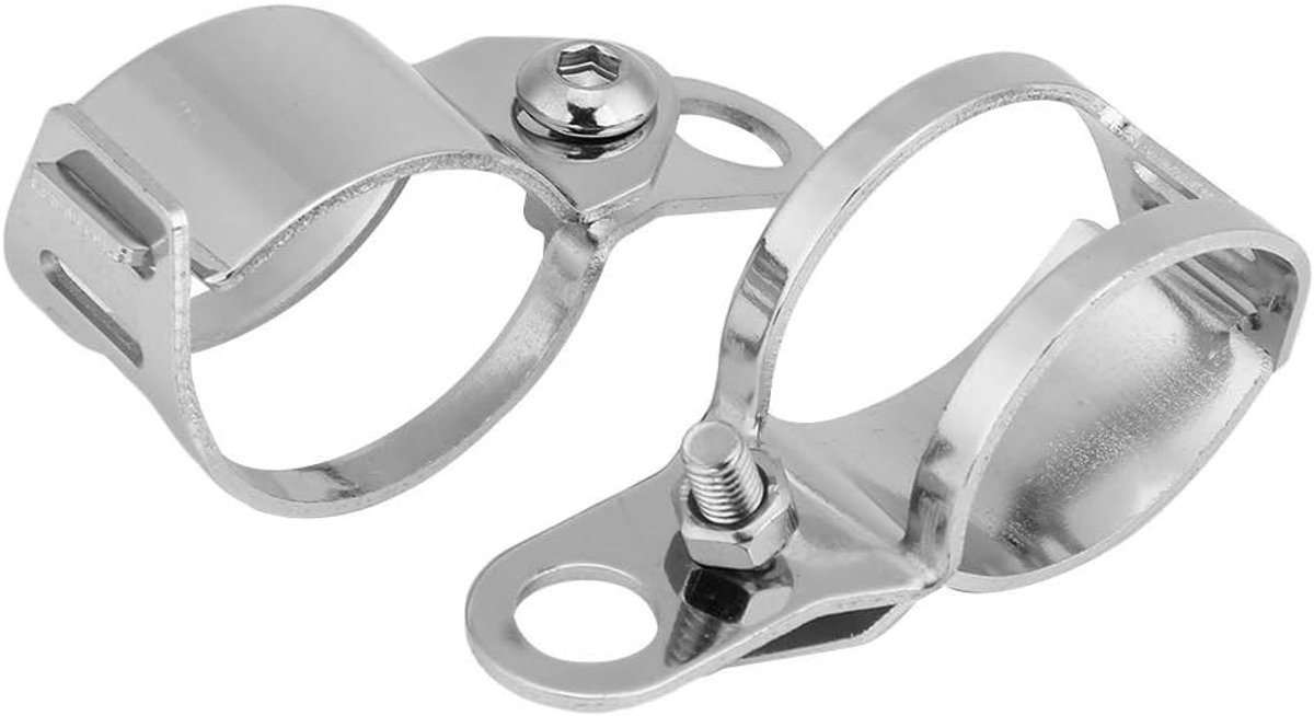 Verstelbare Bevestigingsbeugels voor Motorfiets richtingaanwijzers - Geschikt voor 30-45mm Voorvork - Set van 2 (Zilver)