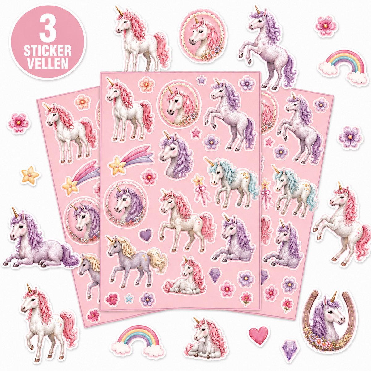 Unicorn Stickervellen - Unicorns Stickers - Knutselen Meisjes - Stickers Knutselen