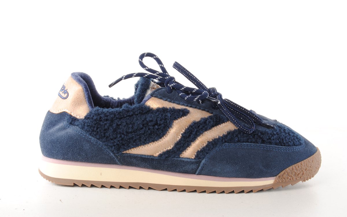 MRP dames sneaker Utah suède en wol blauw goud