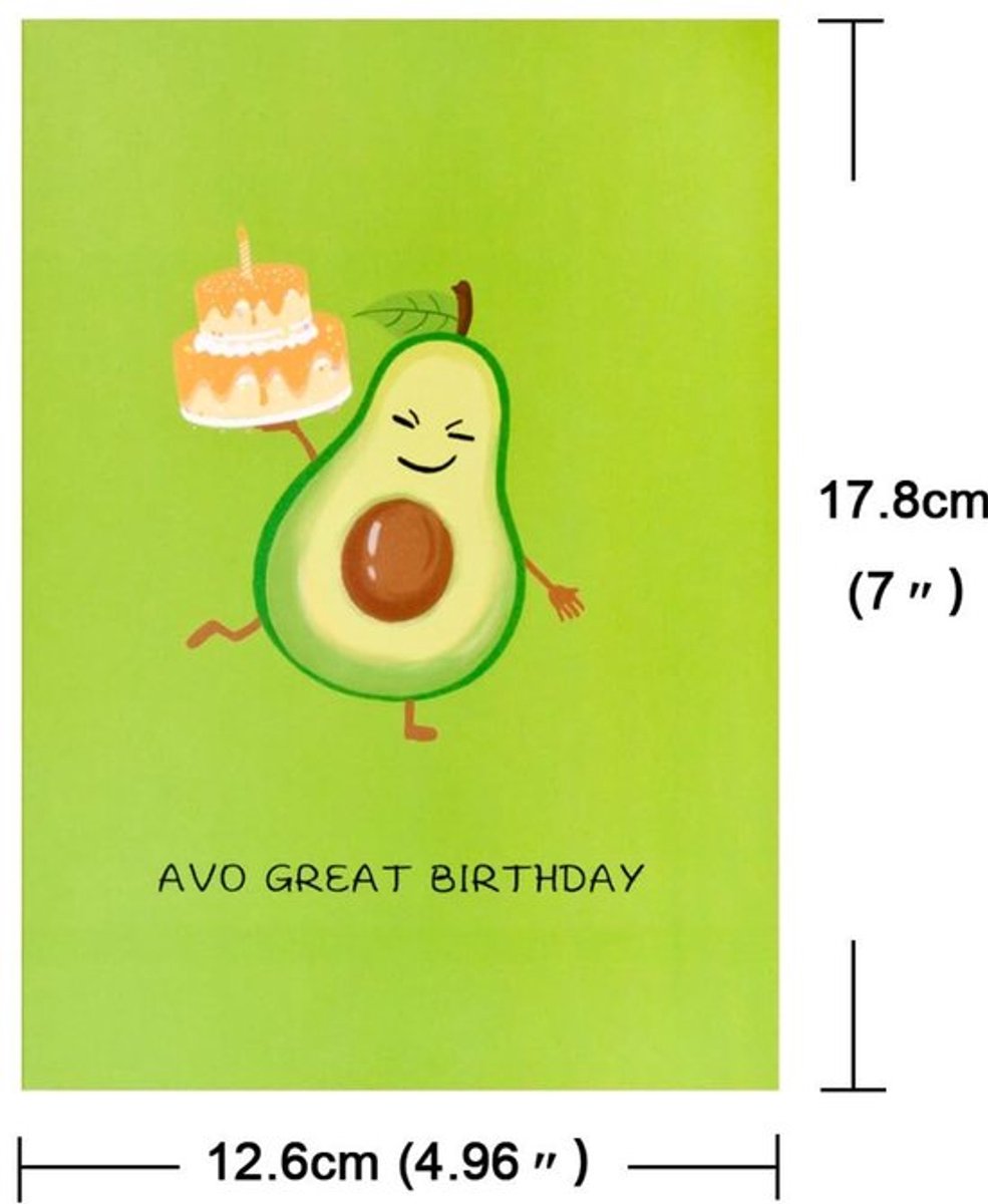 Allecto - 3D Verjaardagskaart - Pop-up Wenskaart - Avocado Ontwerp - Creatief en