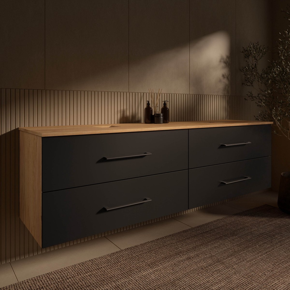 Planetmöbel LUX Wastafelmeubel 180 cm Zonder Wastafel