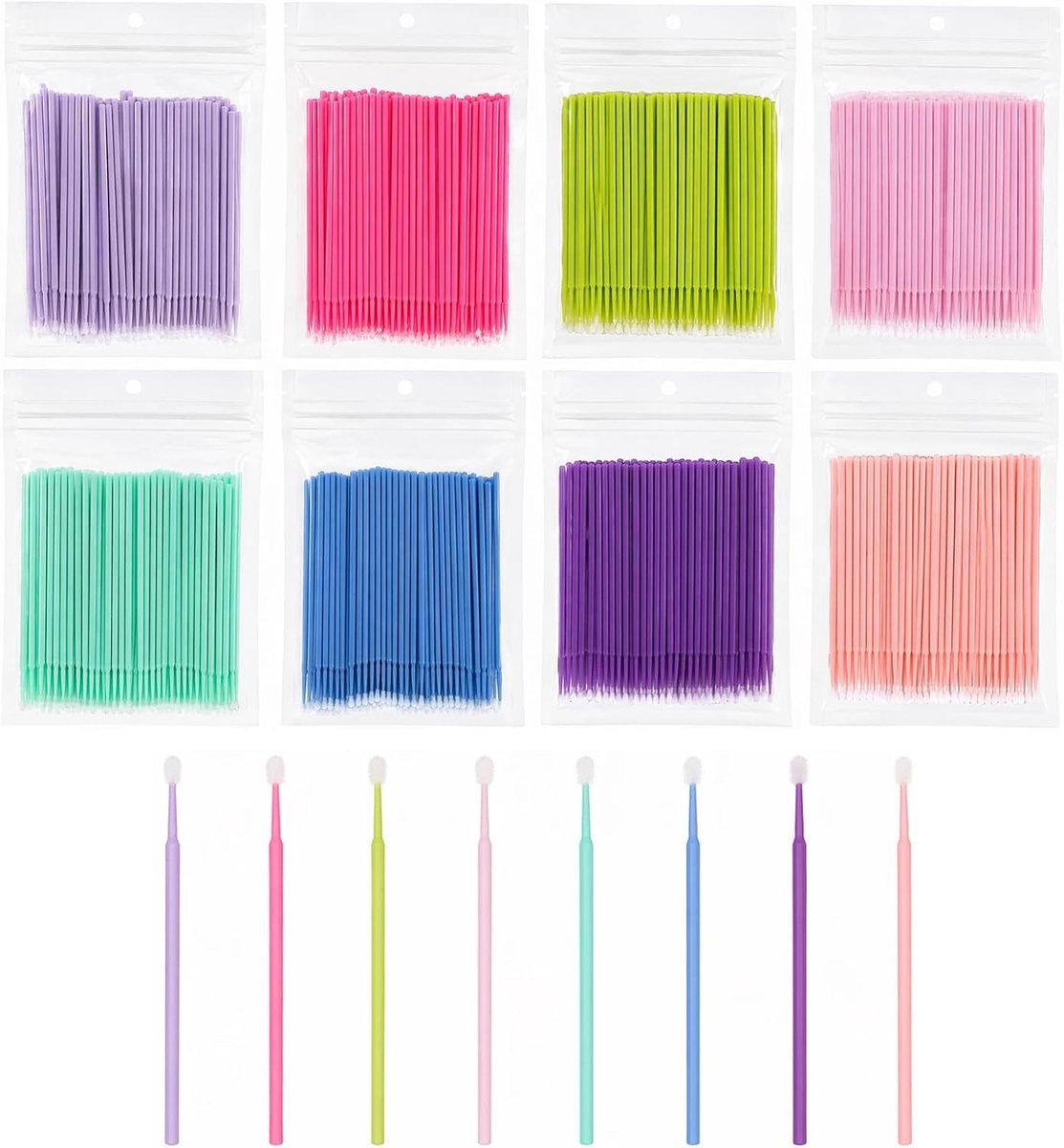 800 stuks microbrush stokjes voor wimperverlenging, applicatoren en make-up, ultrafijne microborstels voor precisiewerk