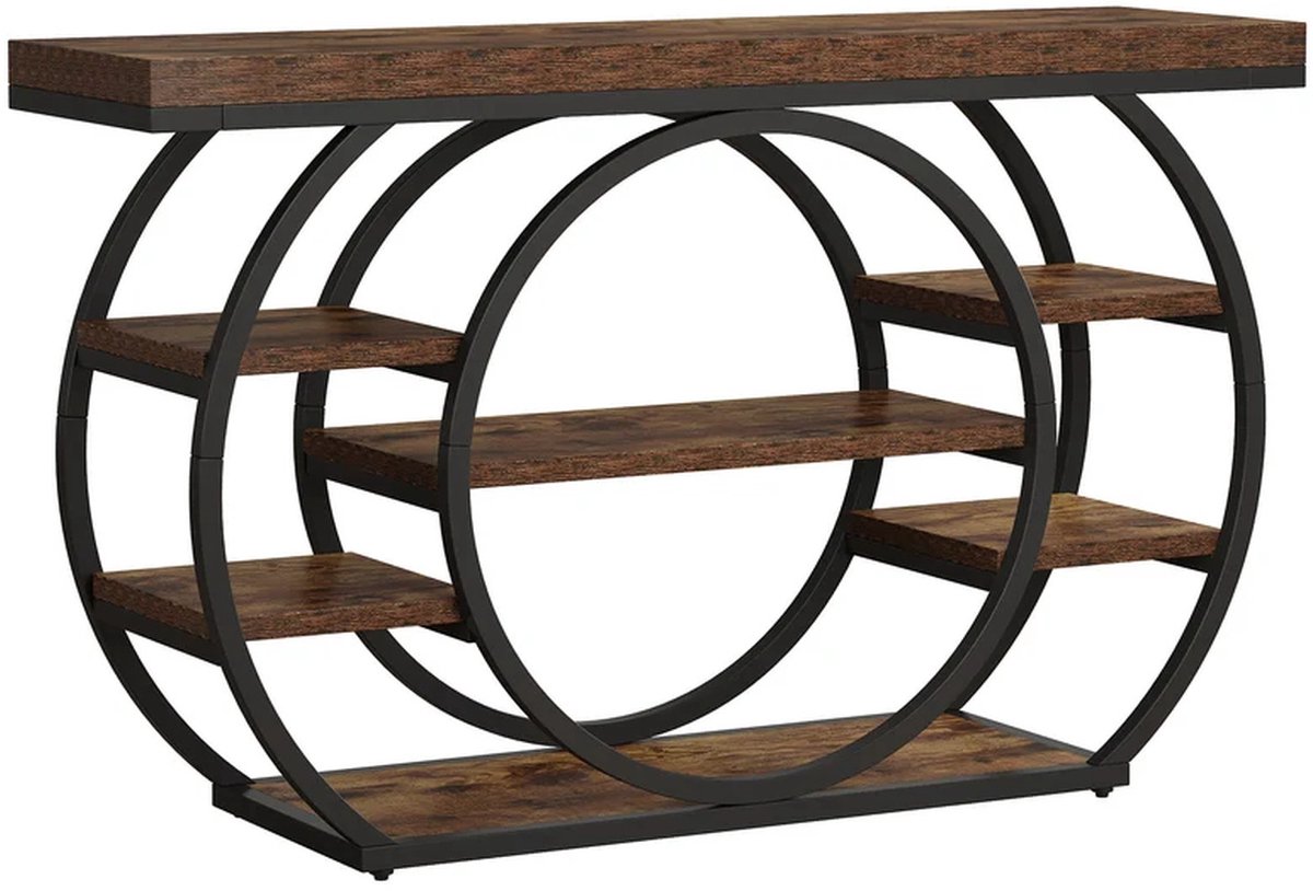 DMG Supply Consoletafel - 5 Niveaus - 120 x 30 x 80 cm - Bruin/Zwart - Plaatmateriaal/Metaal