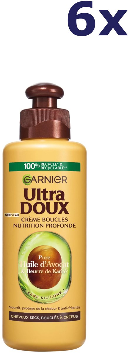 6x Garnier Ultra Doux Nourishing leave in - droog haar Avocado & Shea 200ml