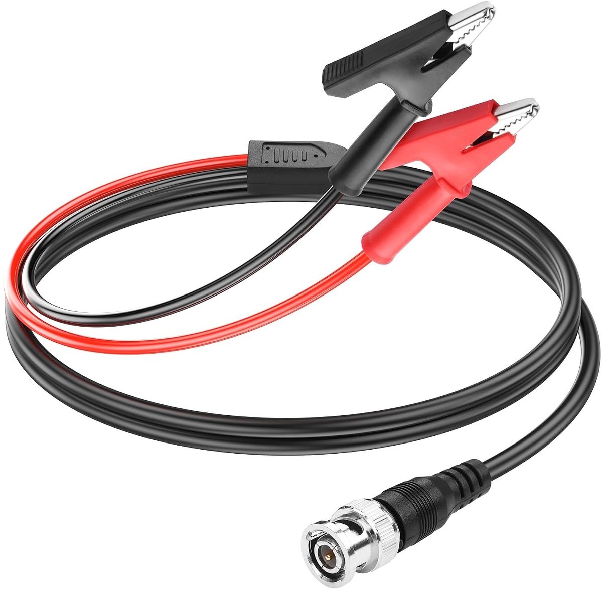 BNC naar krokodillenklem meetkabels, 75 Ohm, 18 AWG coaxiaal, voor oscilloscoop, signaalgenerator en videosurveillance (1.3m)