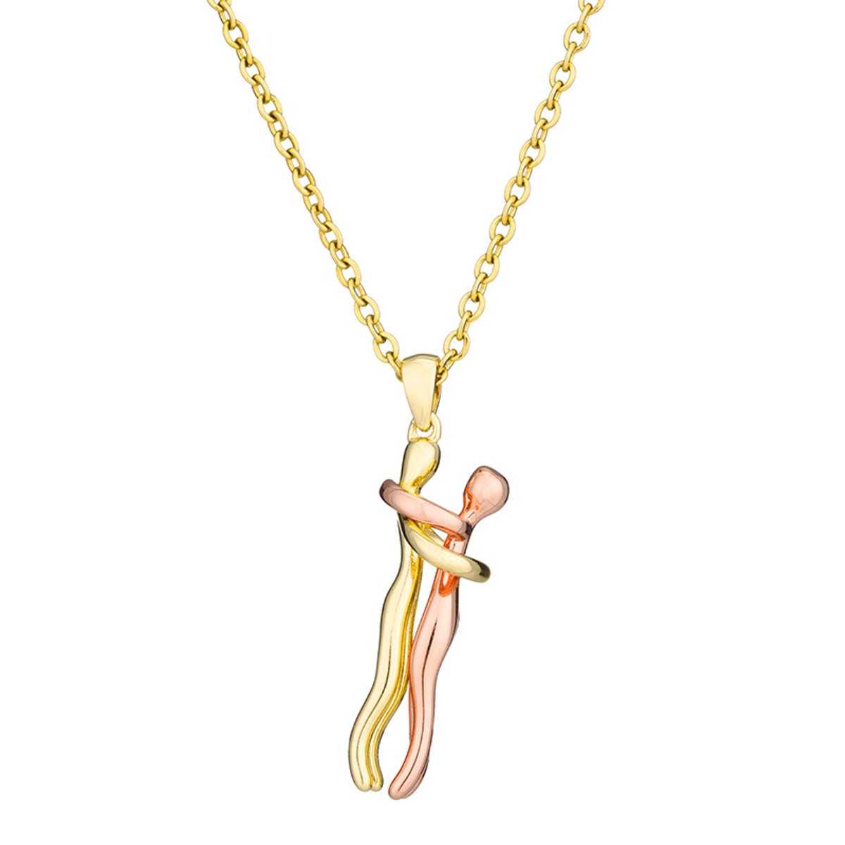 Plux Fashion Knuffel Ketting - Goud/ Rose - 2mm/50cm - Sieraden - Valentijns Ketting - Ketting Goud - Sieraden Cadeau - Gouden Ketting Dames - Ketting Met Hanger - Roestvrijstaal Ketting - Valentijn Sieraad - Gouden Ketting - Valentijn