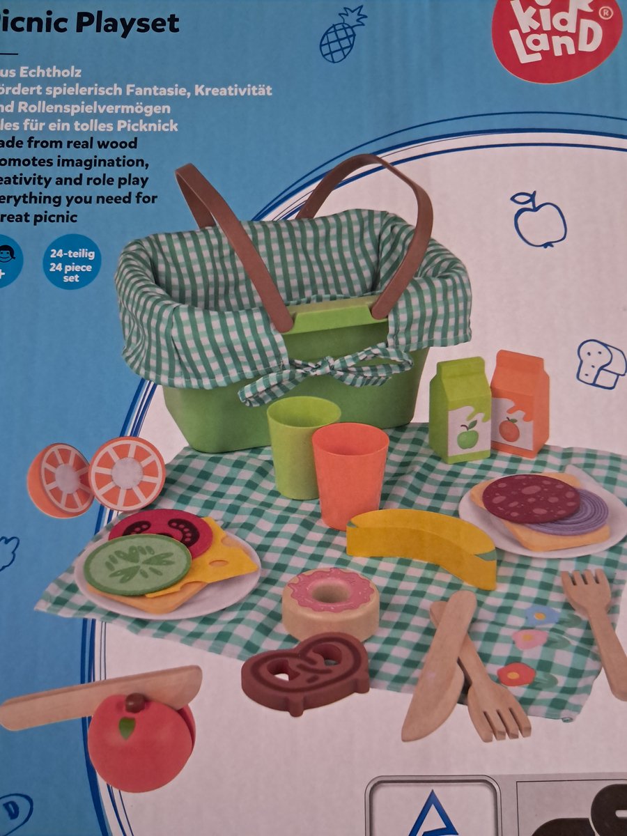 Kidland Picknick speelgoed set - Hout - 24-delig - Alles voor een geslaagde picknick