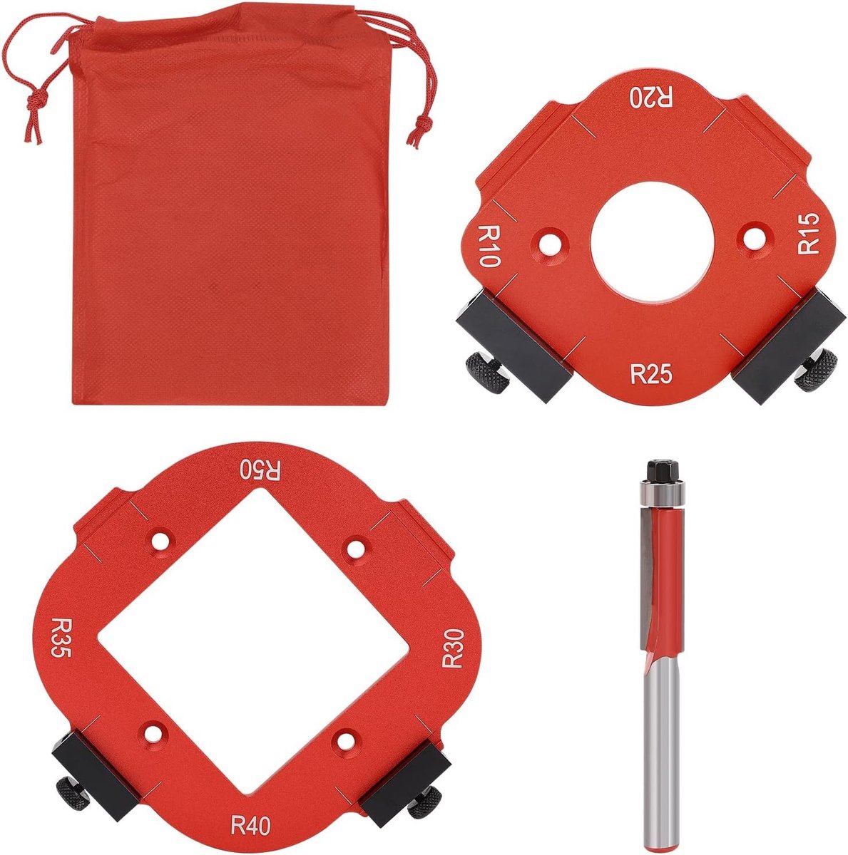 Ronde Hoek Radius Sjabloon van Aluminium Legering R10 tot R50 met Freesbit voor Houtbewerking en Precisiewerk