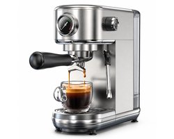 Espressomachine 20 Bar – Semi-Automatisch Koffiezetapparaat – Instelbare Temperatuur – 1,3 L RVS