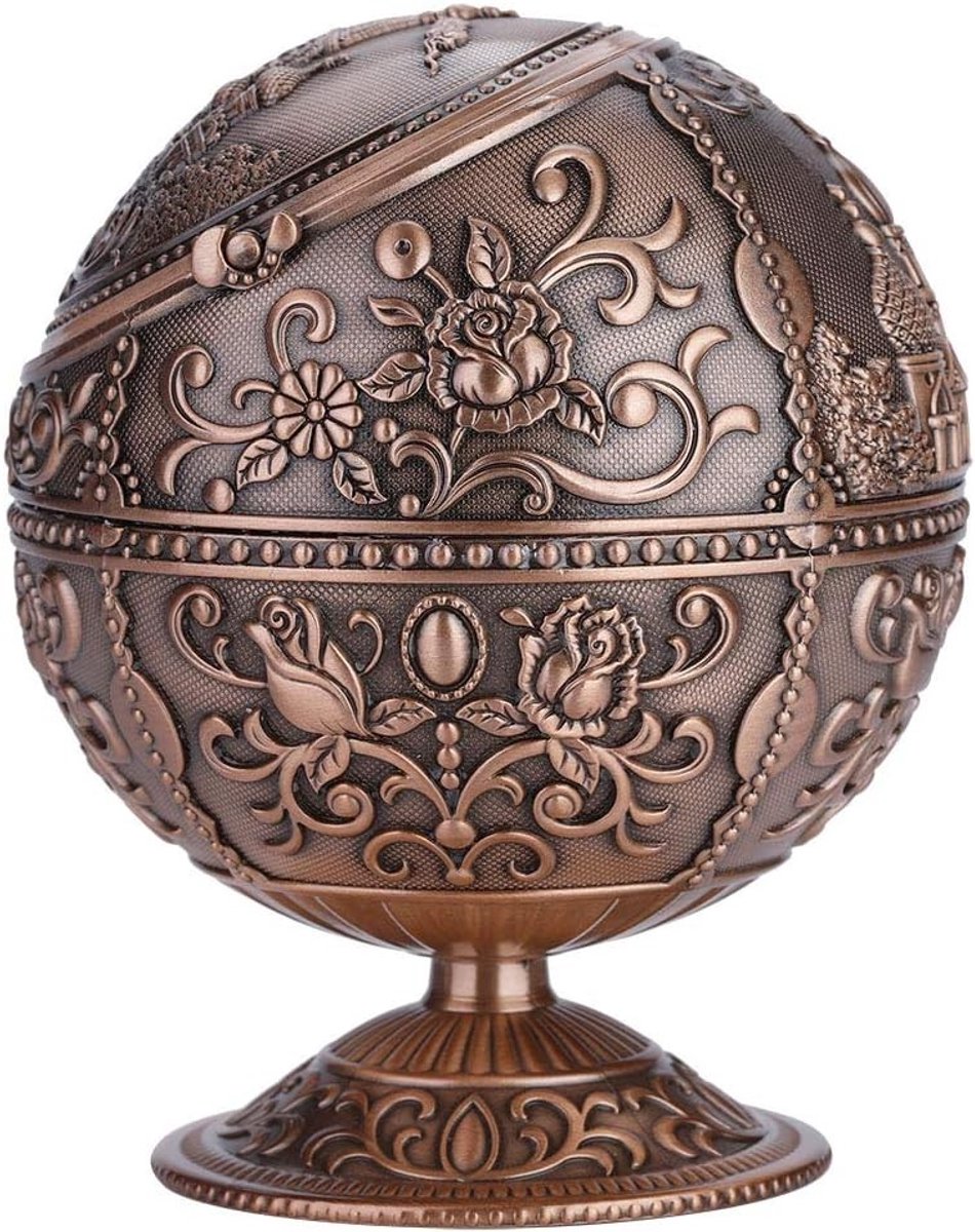 Uniek vintage metalen rond deksel met reliëfpatroon, perfect voor decoratie en als cadeau voor verzamelaars en kunstliefhebbers.