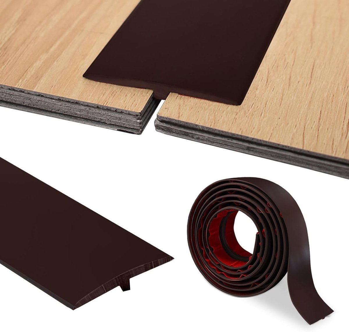 Zelfklevend T-profiel voor overgang, 5 cm x 200 cm, PVC, ideaal voor drempels en vloerverbindingen van laminaat en tegels