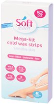 Soft Touch Bikini Wax Mega- kit cold wax Strips voor gevoelige huid met olie | Ontharing strips | Hars strips | Ontharing | Benen harsen | Bikini lijn harsen | Onder armen harsen | Gezicht waxen & ontharen | Full body | 52 Stuks