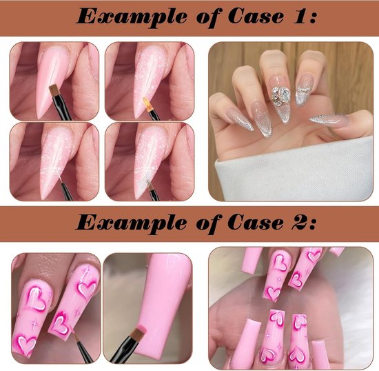 Professionele Set van 9 Nagelkwasten voor Gedetailleerd Werk, Nail Art, Acryl en Gel Nagels, Perfect voor Thuis en Salon Manicure