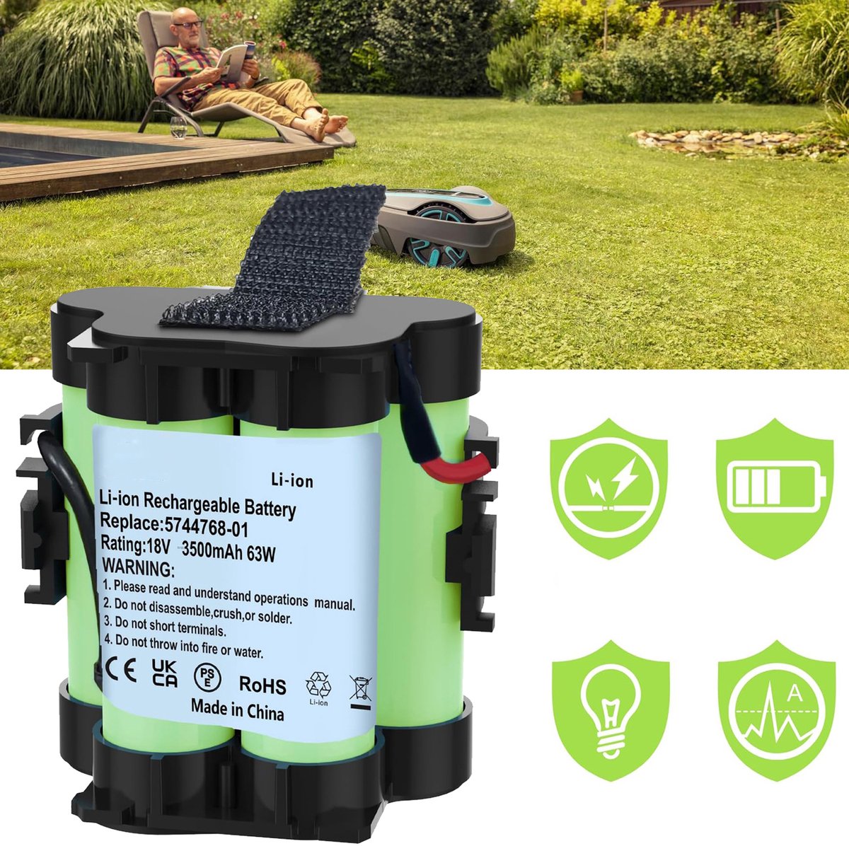 Vervangende 18v-Accu Voor Gardena Robotmaaier - 3500mAh Batterij Voor R80Li R75Li R70Li R50Li R45Li R40Li R38Li