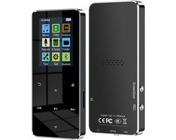 MP4-speler 2,0 inch metalen MP3 MP4-muziekspeler HiFi Bluetooth 5.0 ondersteuningskaart Ingebouwde luidspreker met FM-wekker E-Book-speler - Inclusief 32GB geheugenkaart