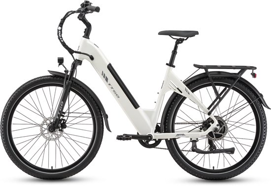 Elektrische Fiets TTGO C3 - 36V 18AH Accu - Actieradius Tot 120 Km - Aluminium Lage Instapframe - 28×2.0 Inch Wielen - Shimano 7 Versnellingen - Mechanische Schijfremmen - LCD Display - Elektrische Stadsfiets - Wit van Merkloos — afbeelding 2