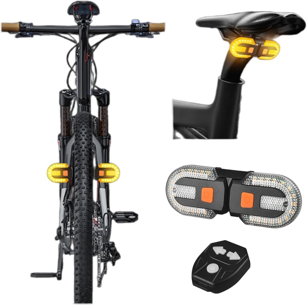 LED-fietsachterlicht - met richtingaanwijzer - Split-fietsachterlicht - Fietsindicatorlampje USB-oplaadbaar - Geschikt voor fietsen, Waarschuwing voor fietsveiligheid Fietslicht 5 standen