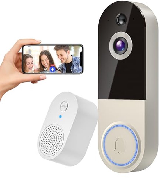 Deurbel draadloos - Videodeurbel - Slimme Deurbel - Deurbellen met camera - WiFi Deurbelcamera - Draadloze Videodeurbel met USB Gong - Voor Huis, Appartement en Kantoor - Betrouwbare huisbeveiliging - Wit — afbeelding 4