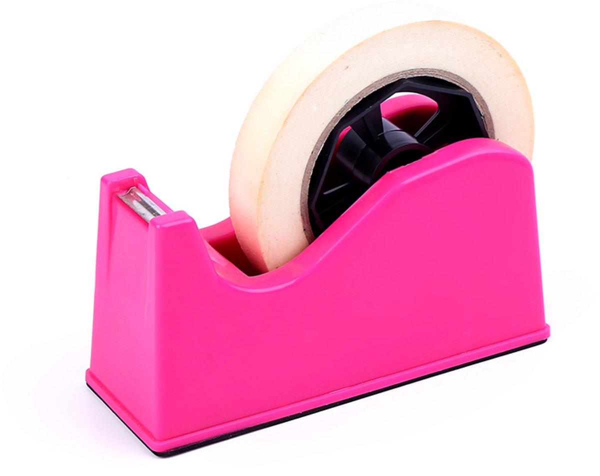 Tape dispenser - met snijmeshouder - Rozerood - 1 verpakking