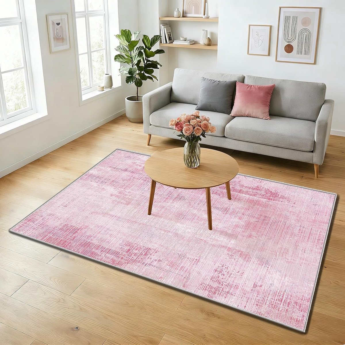 Vloerkleed - 120 x 160 cm - Laagpolig - Modern - Antislip - Roze