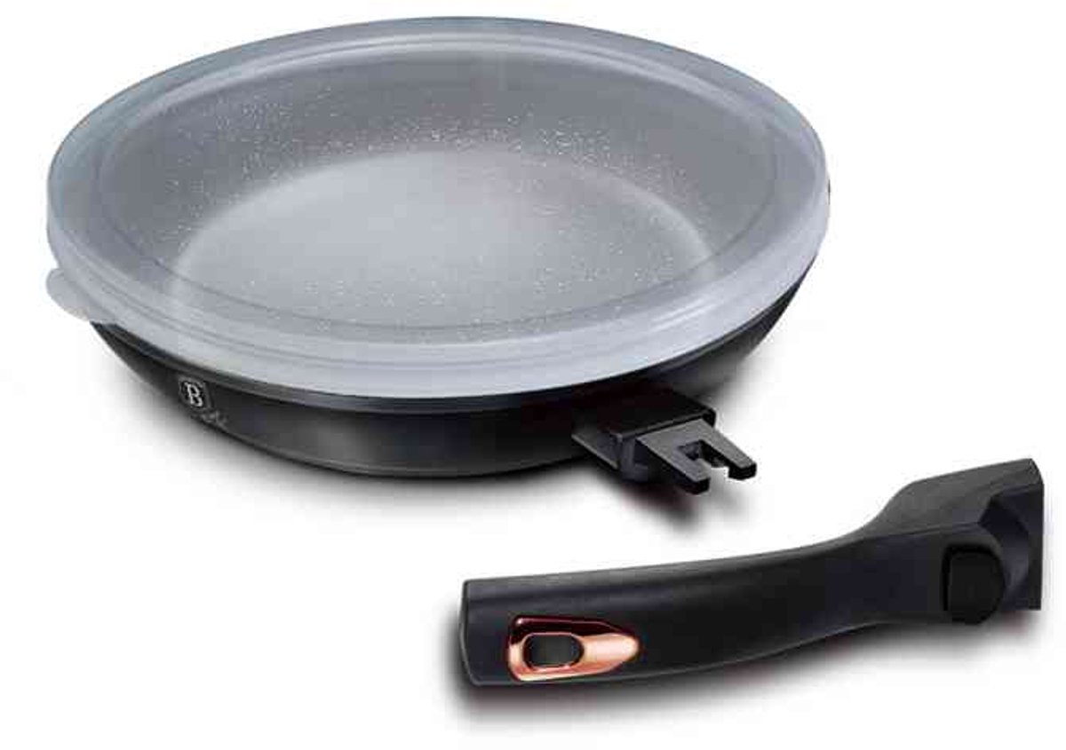 Koekenpan met antiaanbaklaag en afneembaar handvat, 28 cm, Black Rose Collection