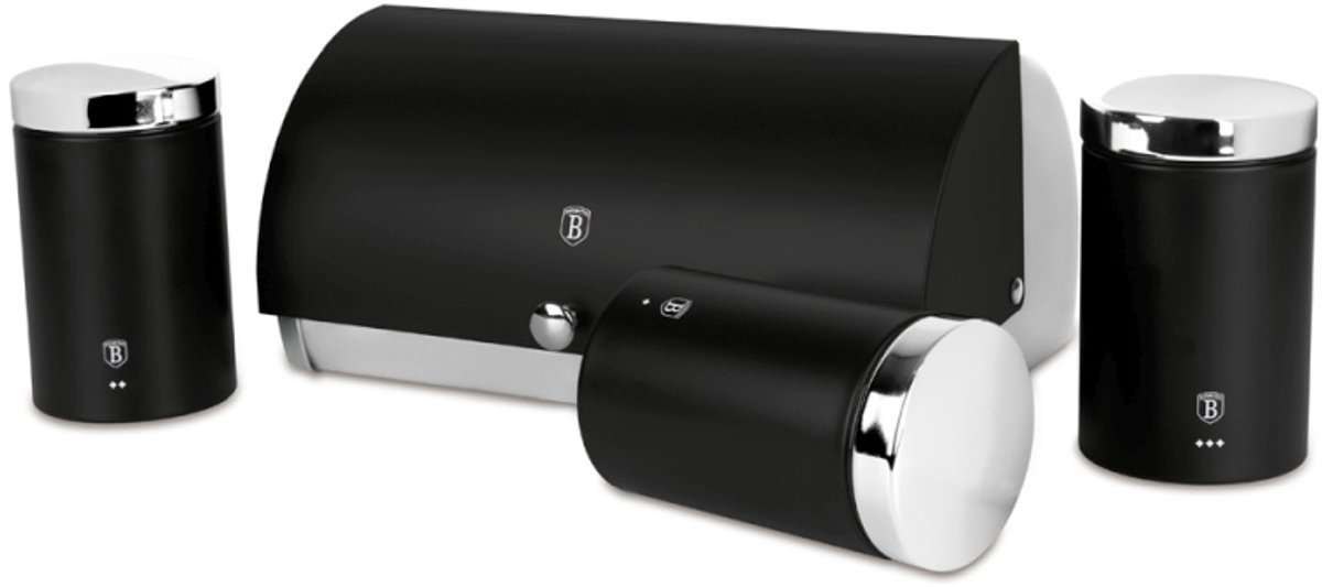 Broodtrommel en set van 4 voedselbewaarbakjes uit de Matte Black Collection