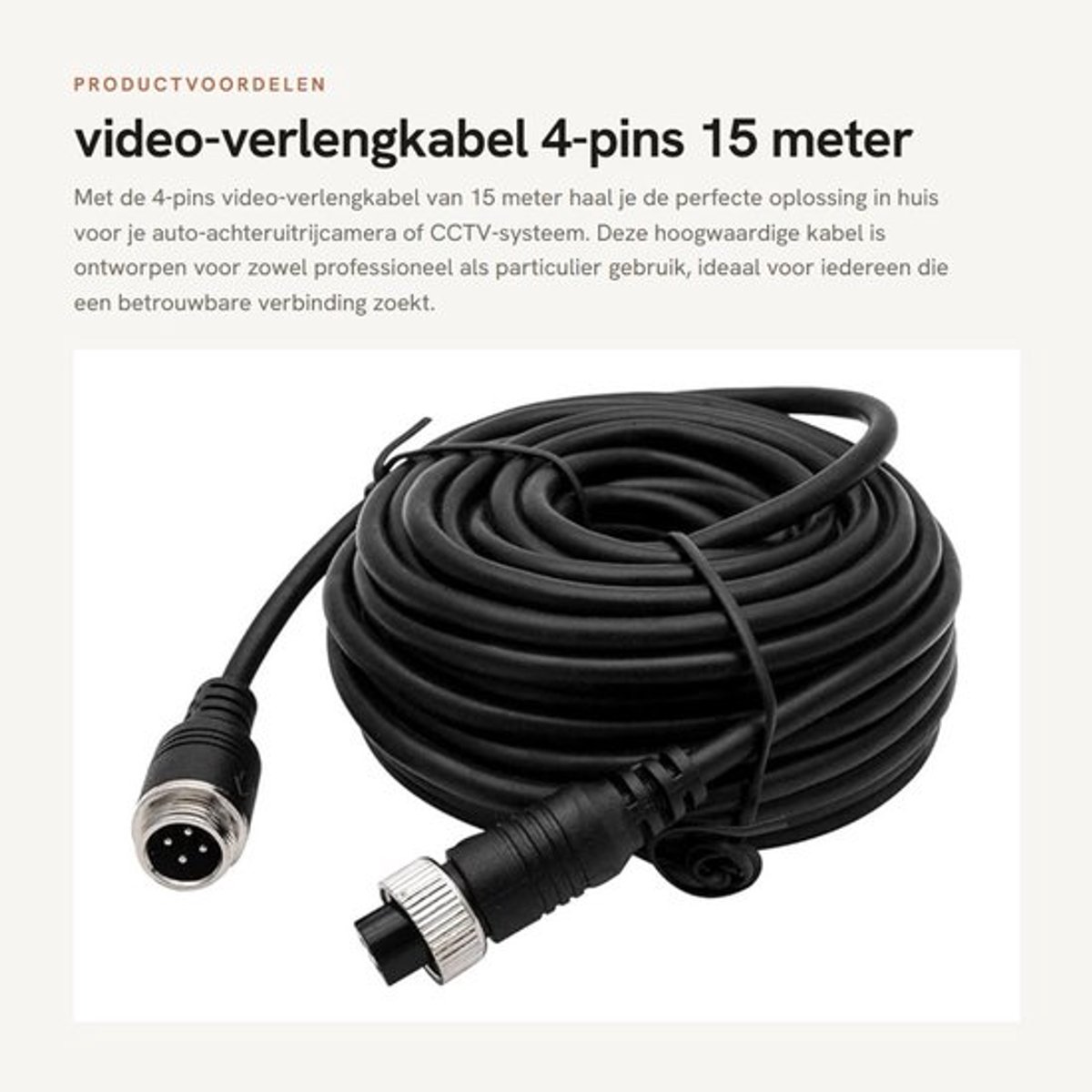Dailygoods- Video-verlengkabel 15m Hoogwaardige koperen kern