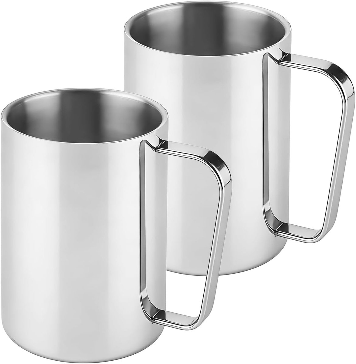 Dubbelwandige RVS Bekers 500 ml - Geïsoleerde Koffiekopjes voor Thee, Sap en Melk - Perfect voor Reizen en Kamperen