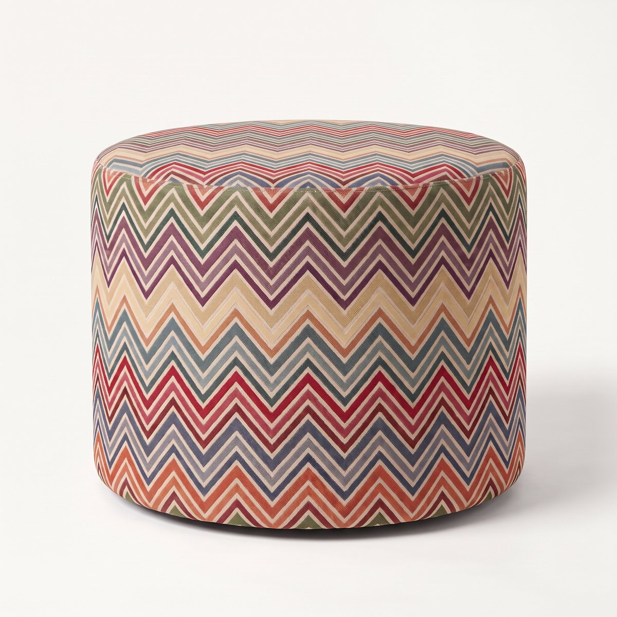 Mörgenn Poef Zigzag Wave - Ronde Poef en Voetenbank - Chevron Geweven - 40x40x40 cm