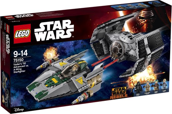 LEGO Star Wars Darth Vaders TIE Advanced tegen de A-Wing Starfighter 75150