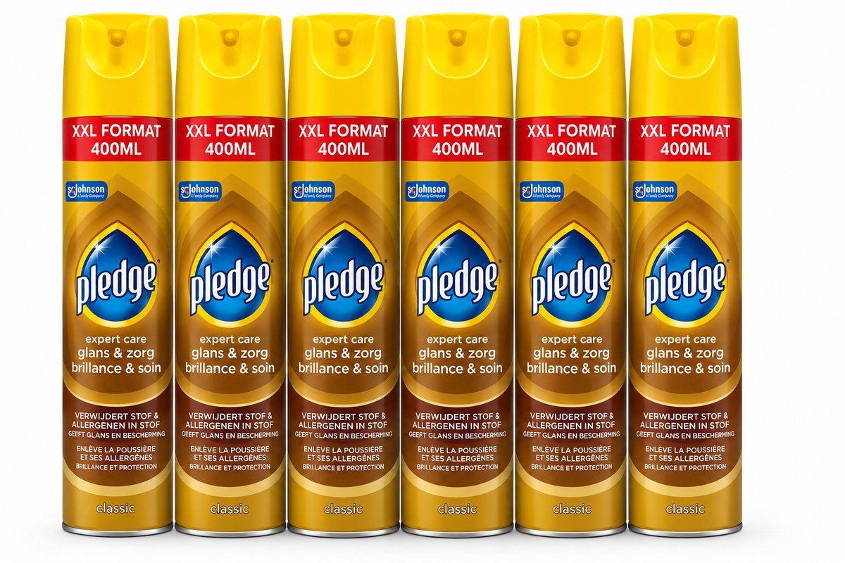 Pledge Glans & Zorg Classic Meubelspray – 6 x 400 ml – 2,4 Liter – Voordeelverpakking