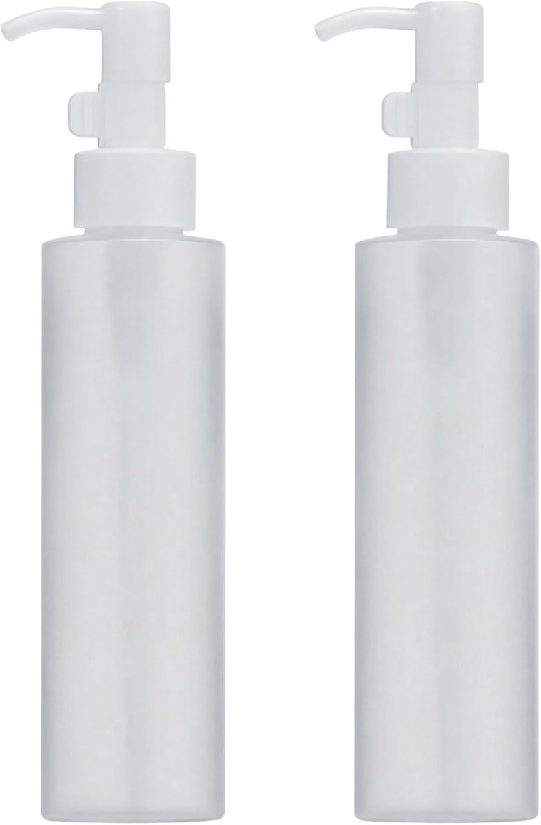 Set van 2 Frosted Plastic Lotion Pompflesjes van 150ml - Herbruikbare Dispenser voor Crème, Shampoo en Make-up Remover