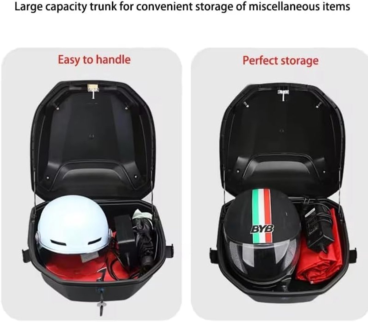 Universele Scooterkoffer & Topkoffer Motor - Waterdichte Helmkoffer met Slot - ABS - Zwart – foto 4